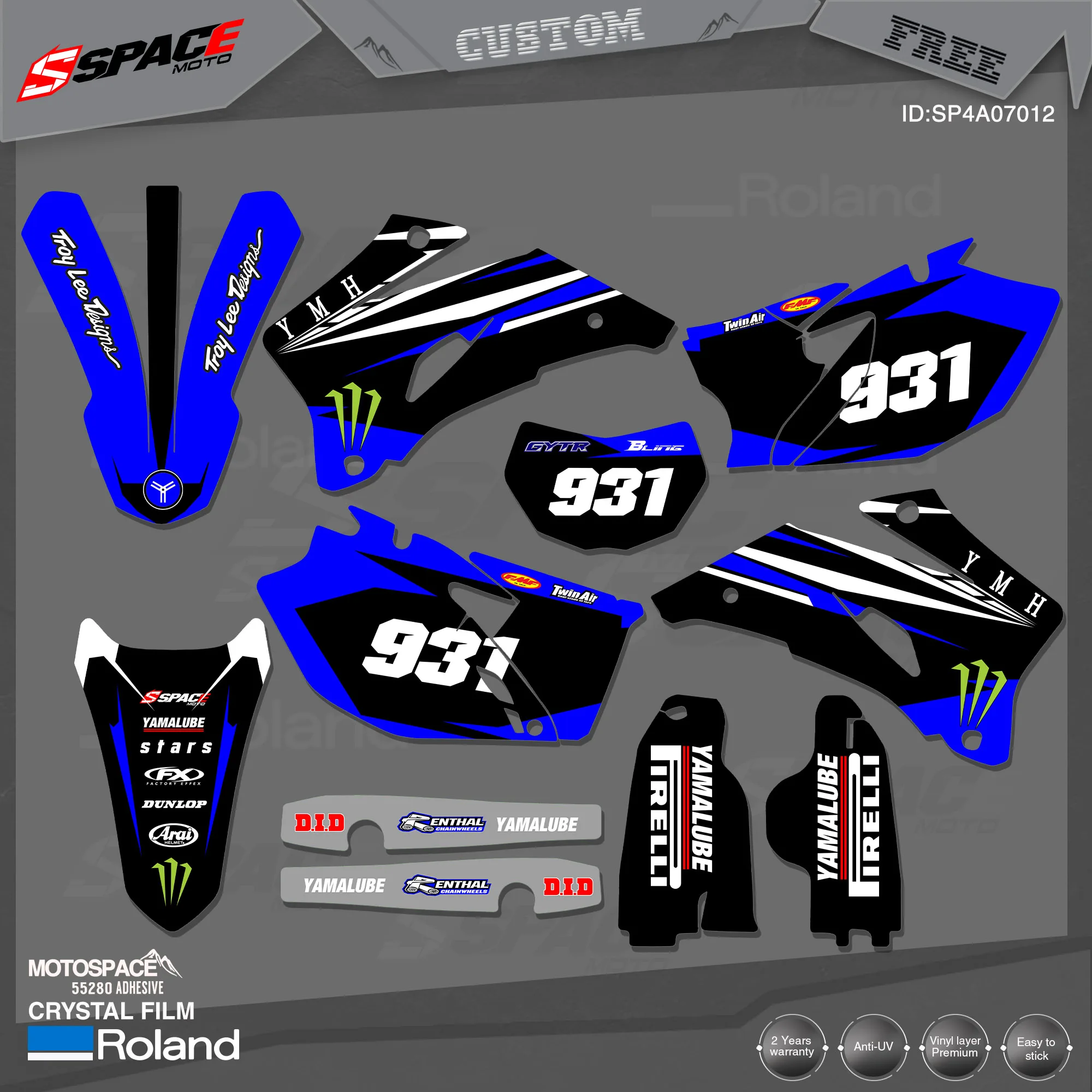 

MotoSpace Custom Team Graphics Backgrounds Decals 3M Stickers Kit For YAMAHA 2007-14WR250F 450F 012