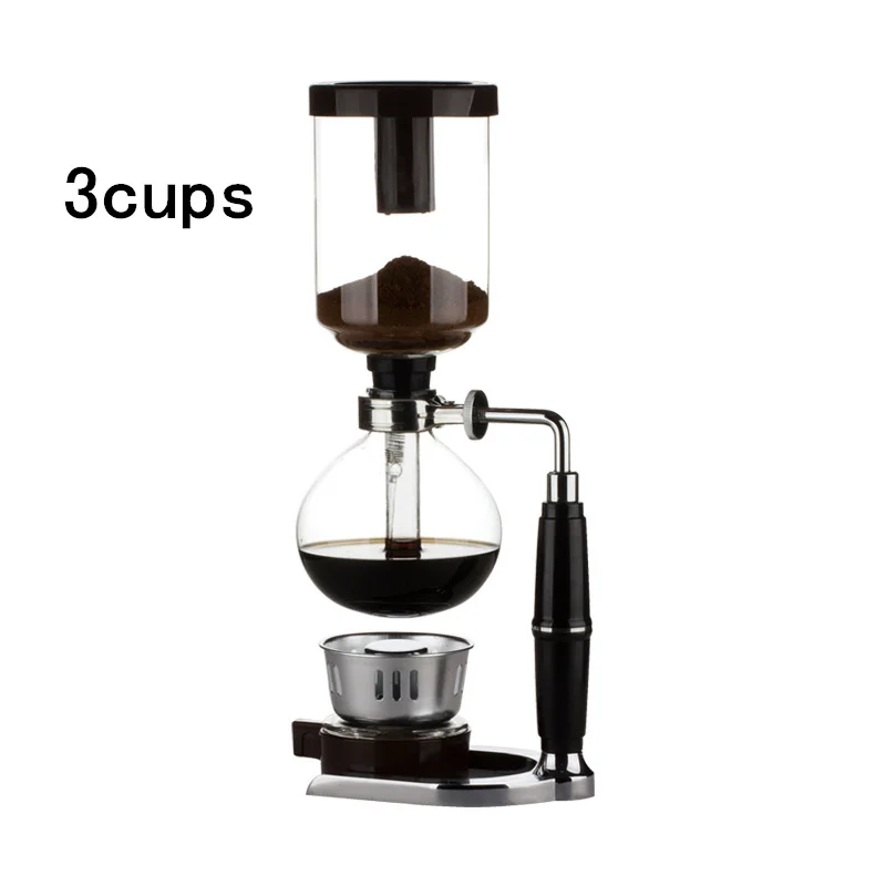3cups black Новые Домашние Стиль кофеварка с сифоном Чай сифонная колба вакуумная Кофеварка тип стекла кофе машинный фильтр 3cup - Цвет: 3cups black
