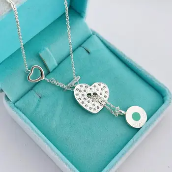 

New Arrival Love Double Heart Enamel Ladie FOREVER LOVE Stainless Steel Necklace Drift Bottles Jewelry Wholesale Gift For Women