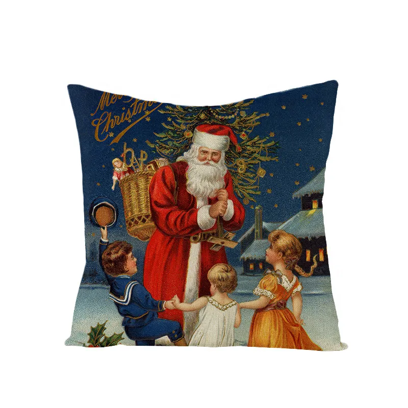 Fuwatacchi Merry Christmas льняные наволочки для подушек Снежный дом наволочки для подушек красочные домашние диванные декоративные наволочки 45x45 см