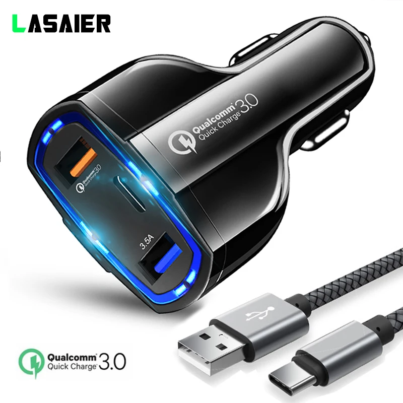 

Quick Charge QC 3.0 Car usb Charger USB C Car Charger Fast Charger Car Phone Charging Cable Adapter for iPhone Xiaomi Mi 9 Redmi