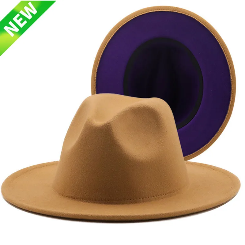 purple Wool Felt Jazz Fedora Hats Men 