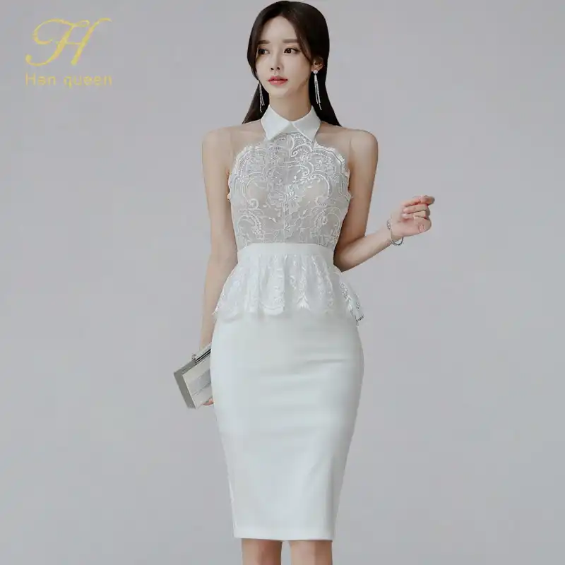 white lace pencil dress