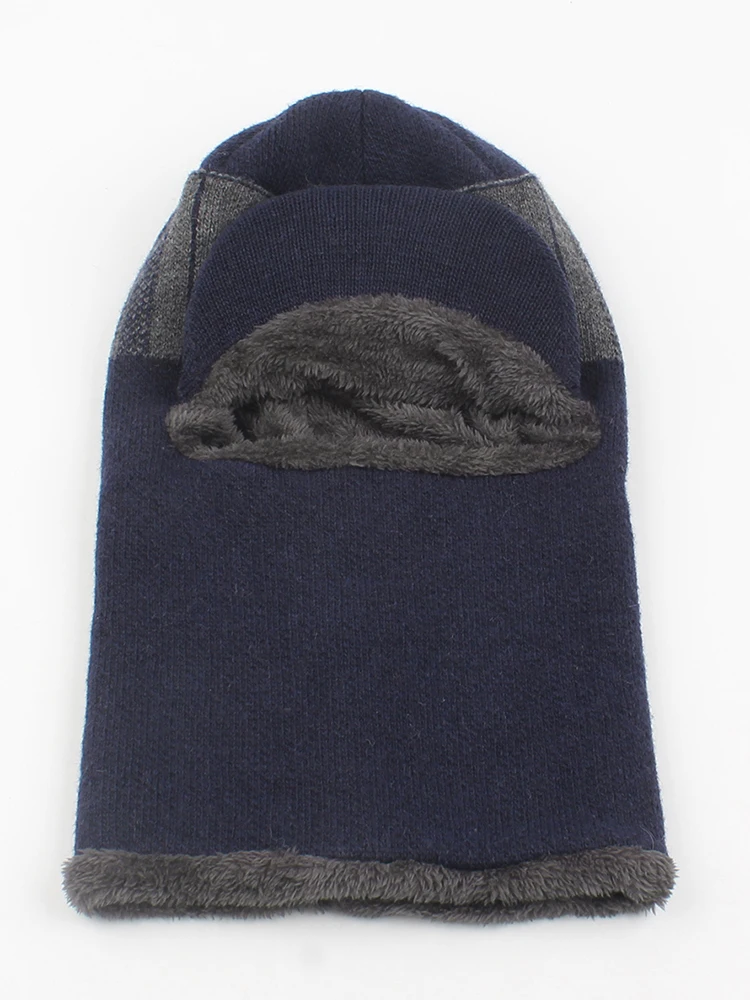 Мужская зимняя вязаная шапка два в одном, пушистый шарф Skullies Beanies, ветрозащитная теплая шерстяная маска для улицы, Балаклава, шапка