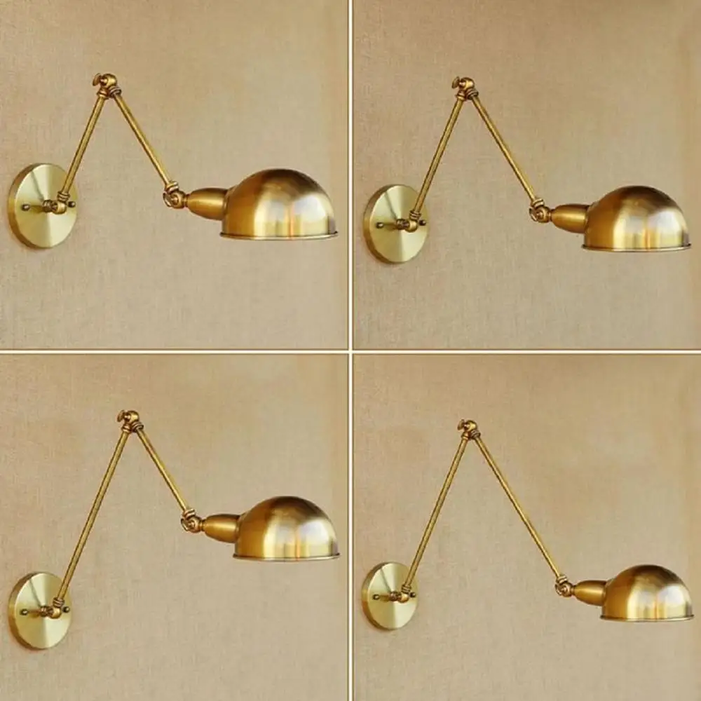 

AC100-240 Wall Sconces Lamp Bronze Double Long Arm Dining Restaurant Bedside Decorative Gold Wall Light Sconce Fixture