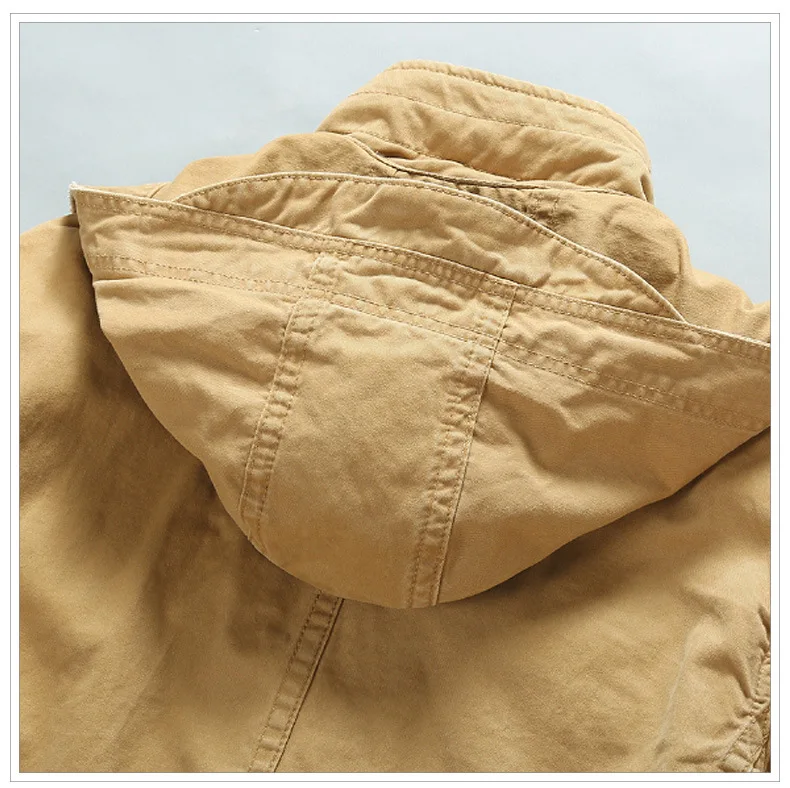 Cargo Jackets Men Tactical M65 Multi-pockets Cotton Coats Removable Hooded Work Jacket Wear-resistant Winter