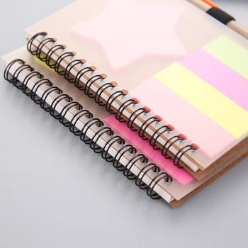 

A6 Sticker Hard Shell Notepad Small Fresh Combination With Pen Sticky Note Set Memo Pad Planner Sticker Post Ballpoint pen