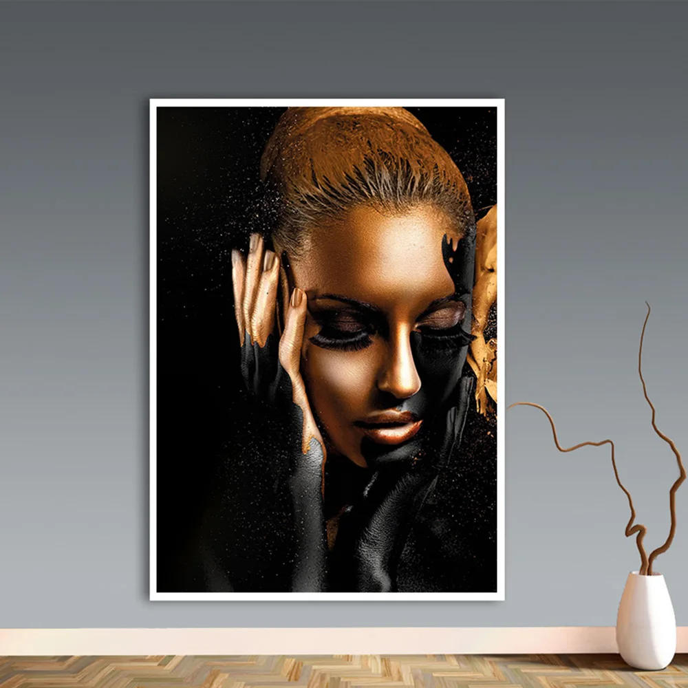 

Canvas Painting Portrait Posters and Prints Abstract Sexy Golden Nude Women Wall Art Pictures for Living Room Cuadros Home Decor