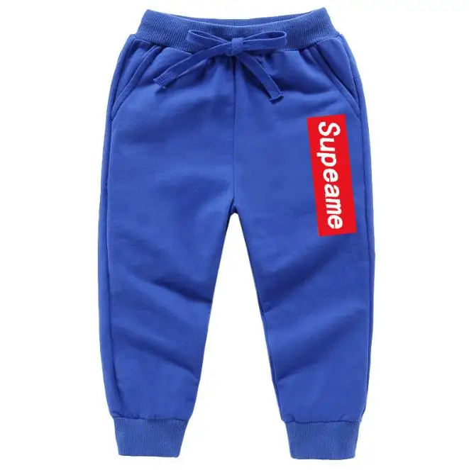 Brand Alphabet Blue Новая осенне-Весенняя Детская толстовка с брюками Популярные Брендовые спортивные штаны с надписями повседневные брюки для пробежек из хлопка для мальчиков и девочек От 1 до 9 лет - Цвет: Brand Alphabet Blue