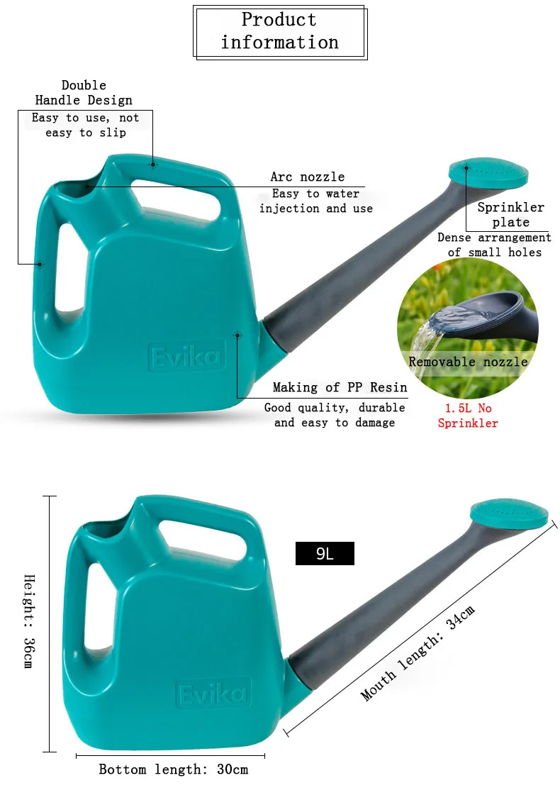 1.5L/5L/9L пластик длинный рот садовая Лейка большой емкости утолщенный завод поливной чайник для цветочного горшка мини бонсай