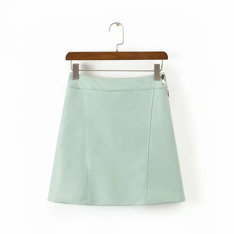 

2018 Western Style Autumn And Winter WOMEN'S Dress New Style Waist by Ornament Mini Skirt Leather Skirt Skirt