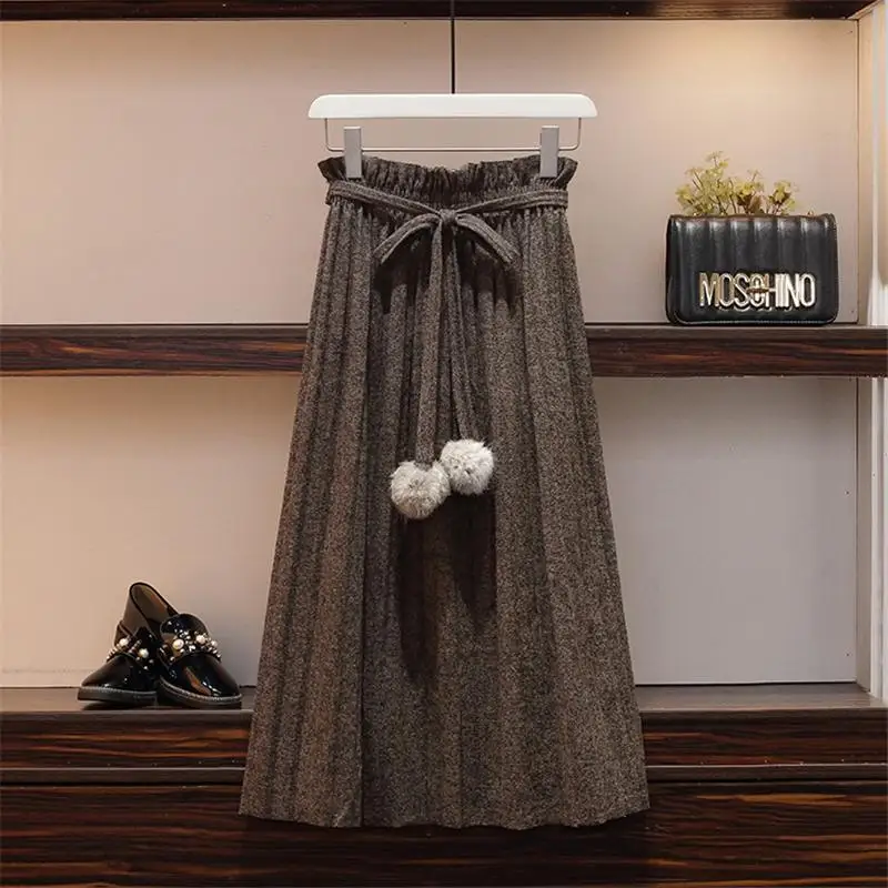 Женский Теплый вязаный свитер с v-образным вырезом и рукавом-фонариком, Осень-зима, топы+ плиссированная юбка миди, комплект из двух предметов размера плюс 4XL N284