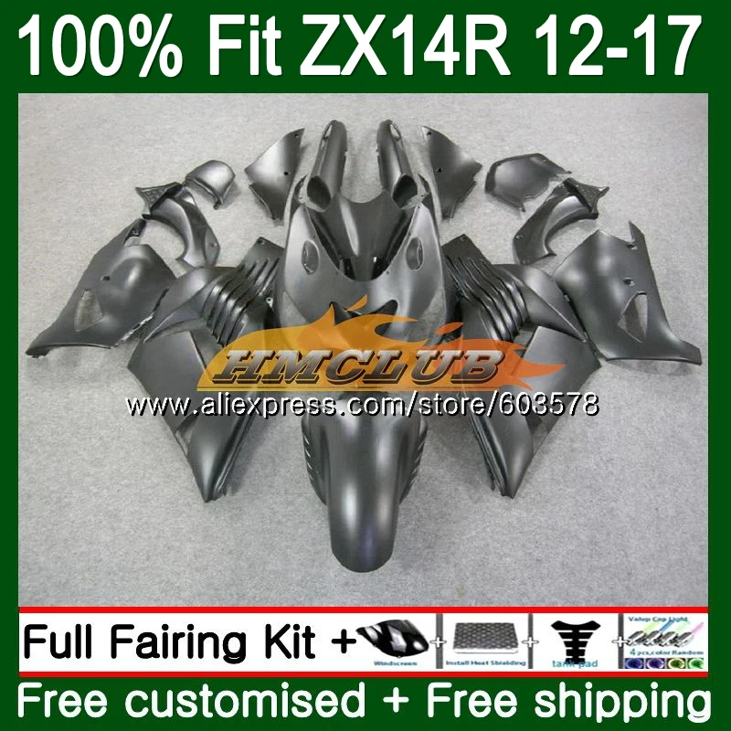No. 1 Инъекции для KAWASAKI ZX-14R ZX14R для детей возрастом 12, 13, 14, 15, 16, 17, 115CL. 8 ZZR1400 ZX 14R 2012 2013 обтекатель матового черного цвета - Цвет: No. 1