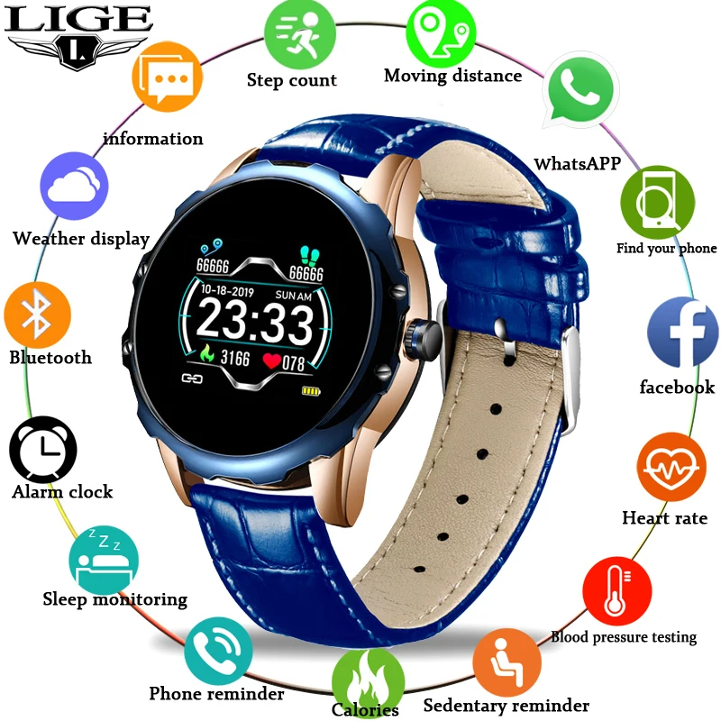 

LIGE2020 New Smart Watch Men IP67 Waterproof Fitness Tracker Heart Rate Sphygmomanometer Pedometer Watch Women Reloj inteligente