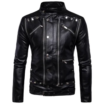 

2019 hot products Men Leather Autumn&Winter Jacket Biker Motorcycle Zipper Outwear Warm Coat Dropshipping Discount Free Shipping