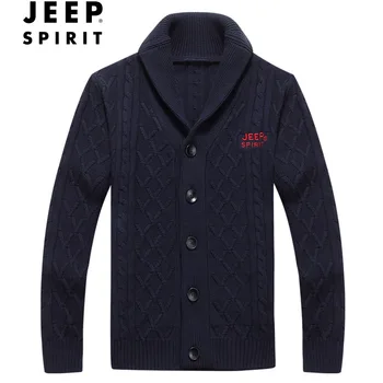 

JEEP SPIRIT Brand Men's Cardigan Sweater Men Cotton Loose Casual Cardigan Knitted Sweatercoat Sueter Hombre Large Size M-4XL