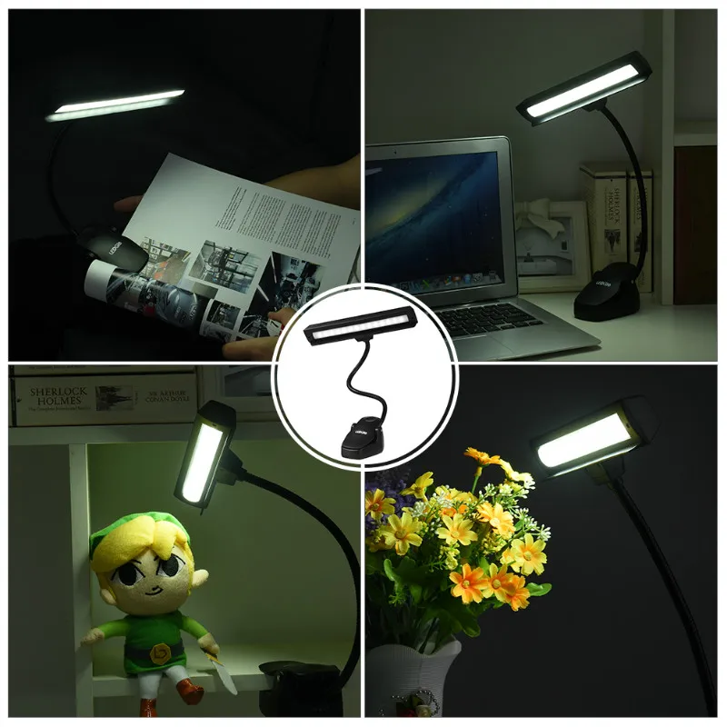 LEDGLE Rechargeable Music Stand Light 14LEDs Reading Light LED USB Clip Lamps Table Lamp Flexible Desk Lantern For Musician Gift