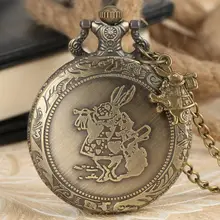 Алиса в стране чудес милый кролик кварцевые карманные часы с подвеской Мужские Женские часы крутой косплей для детей Reloj Рождественский подарок Saati