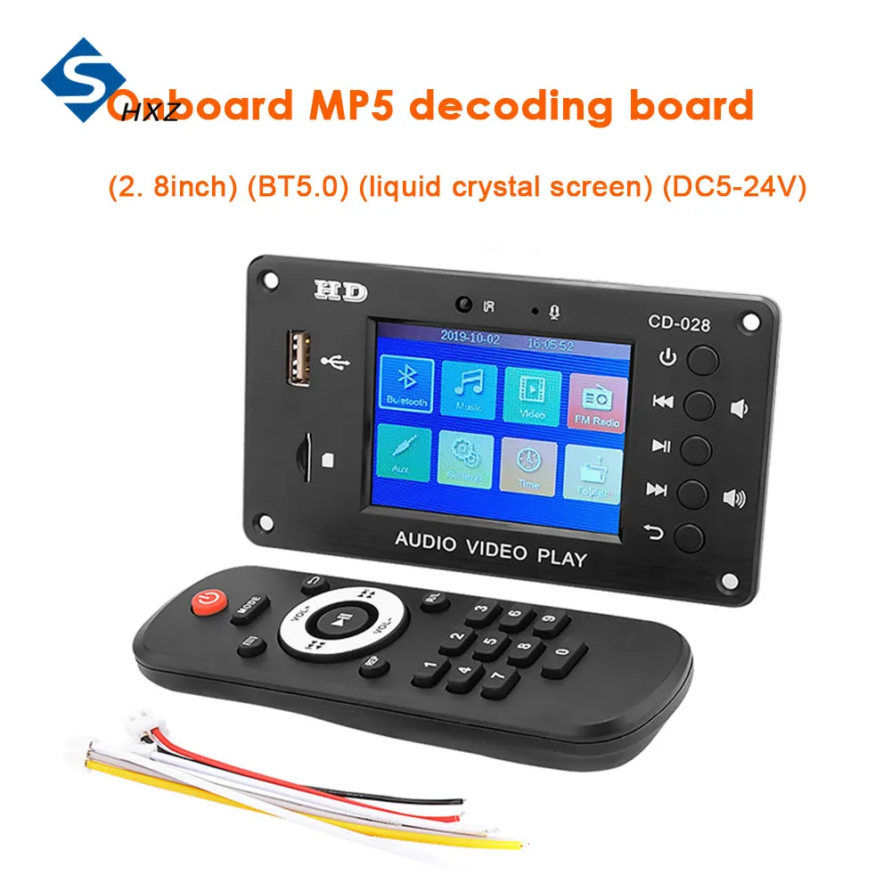 

5.0 Stereo Audio Receiver HD Video Player MP3 Decoder Board Bluetooth FLAC WAV APE Decoding FM Radio USB TF For Car Amplifier