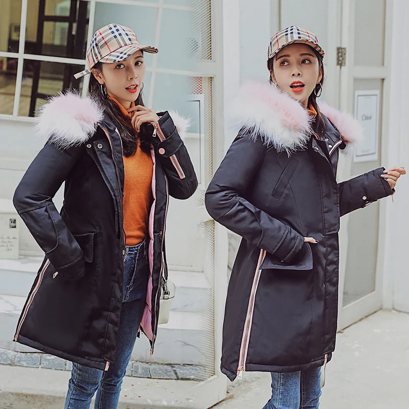 

2019 Winter New Style Korean Fur Collar Thick Cotton-padded Clothes Suit Female Version of Cotton-padded Clothes Versatile Middl