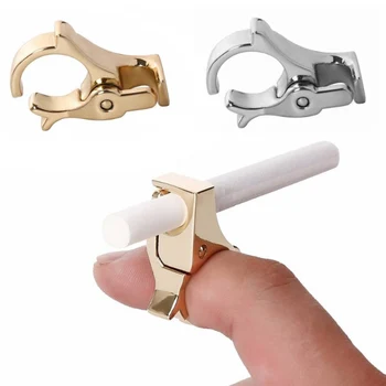 

Portable Creative Zinc Alloy Cigarette Holder Cigarette Tobacco Finger Ring Hand Rack Smoking Clip Smoking Accessories Dropship