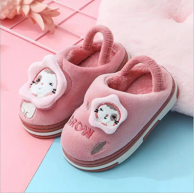 Baby cotton slippers winter 1-3 years girls home shoes infants non-slip warm soft bottom children cotton slippers cartoon cute