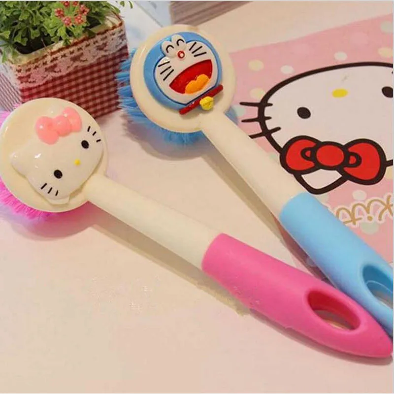 

Hello Kitty Hand Kitchen Cleaning Brushes Long Handle Oil Pan Scrubbing Dishes Brush Kitchen Tool Magnetic Window Cleaner Brush