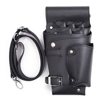 

PU Leather Scissors Bag with Strap 5 Pockets Hair Stylist Pocket Hairdressing Tool Pouch for Hairdressers