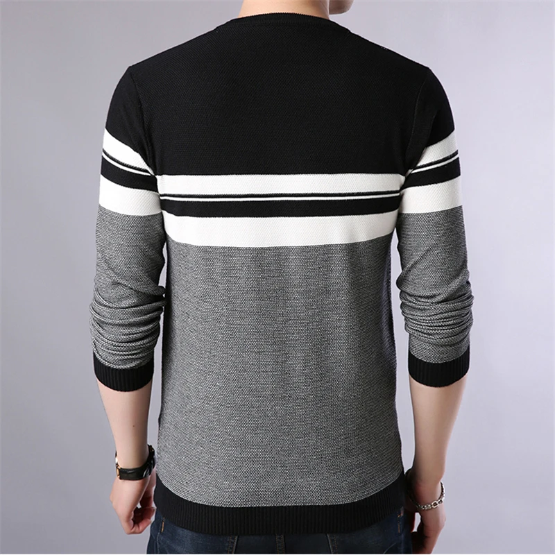 Flash Sale TFETTERS 2019 Autumn Casual Men's Sweater Men's O-neck Striped Slim Fit Knittwear Mens Sweaters Pullovers Mens Pullover Neck