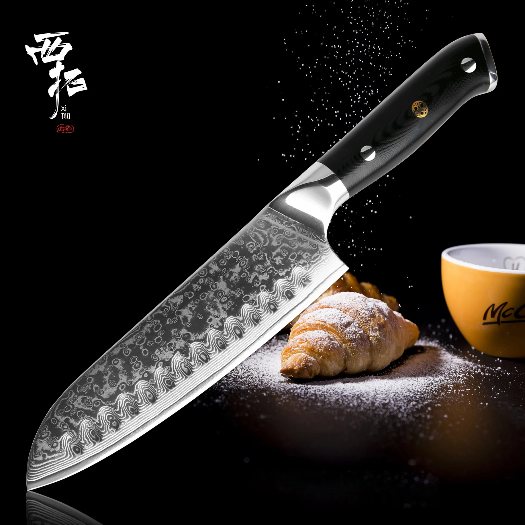 XITUO 7 дюймов нож-Кливер Дамасская сталь японский нож-повара Santoku кованый острый нож для нарезки овощей Кухонные инструменты для приготовления пищи