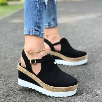 

Women Platform Sandals Thick Bottom Ladies Sandals Slingback Outdoor Wedges Belt Buckle Strap Summer Shoes Fashion