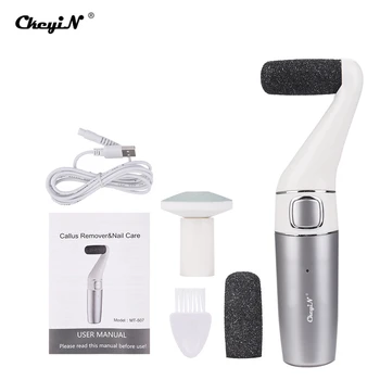

CkeyiN 2 in 1 USB Rechargeable Foot Dead Skin Remover Smooth Heel Nail Pedicure Women Dry Skin Callus Remover Washable Head