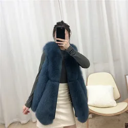 2023 New Women's Winter Real Fur Coat High Quality Natural Fox Fur Vest Fashion Luxury Warm Sleeveless Jacket