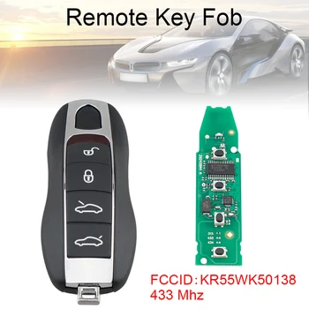 

433Mhz 4 Buttons Universal Black ABS + Metal Car Smart Remote Key Fob with ID49 Chip KR55WK50138 Fit for Porsche