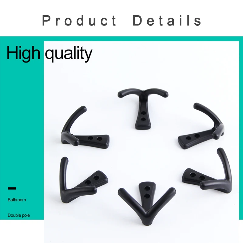 Double Wall Hook-Heavy Duty High Quality Stainless Steel Black Towel Hook Household Kitchen Door Window Hanger Coat  Hooks