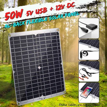 

LEORY 50W 18V Portable Solar Panel USB Monocrystalline silicon Solar Panel with Car Charger for Outdoor Camping Emergency Light