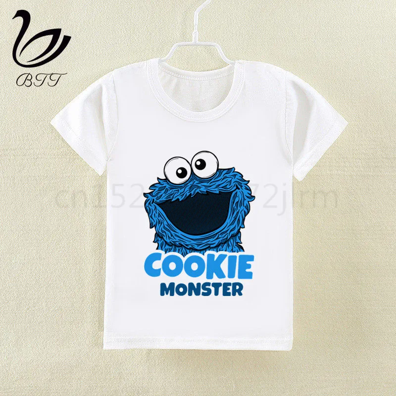 WhiteC Sesame Street Cookie Monsters New Arrival Kids Clothes T-shirt Boy Printing Children Clothing Girls Tops Boys Tshirt - Цвет: WhiteC