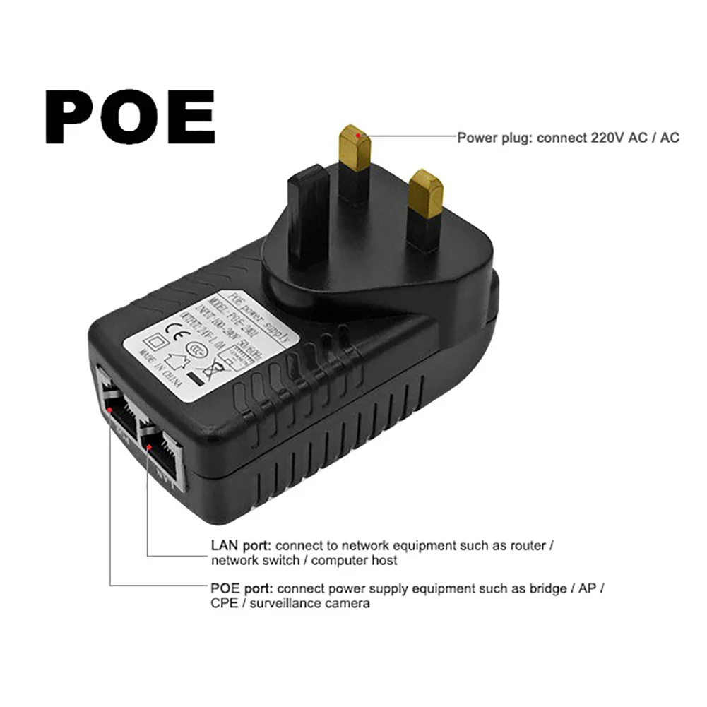 CCTV безопасности видеонаблюдения PoE источник питания 48 В 0.5A 24 Вт POE настенный