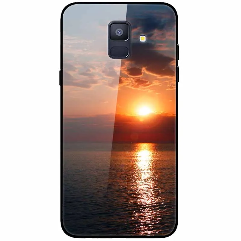 Luxury Case For Samsung Galaxy A8 A6 Plus 2018 Cover Glass Tempered Fashion Coque for Samsung A8 2018 Cases Shockproof A8Plus kawaii samsung phone cases Cases For Samsung