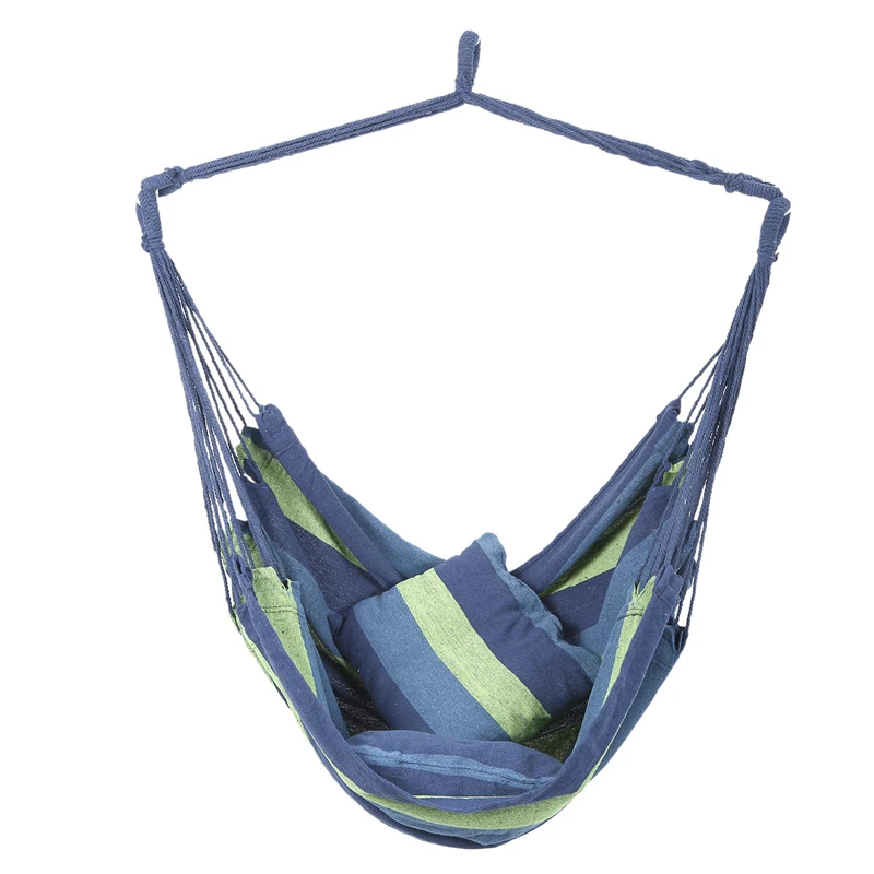  Hammock Chair Hanging Chair Swing Bed Chair Seat with 1x Hanging Rope 2 Pillows for IndoorOutdoorGa
