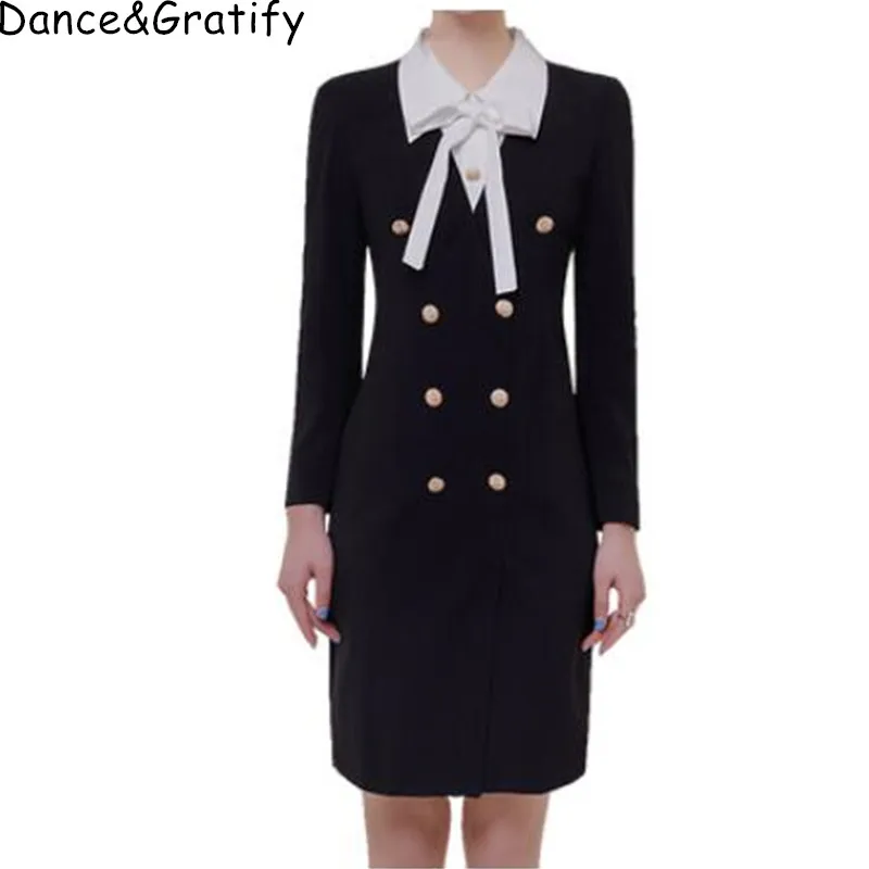 

Elastic Waist A-line Swing Chic Dress Women 2019 Autumn Solid White Casual Dresses OL Office Wear