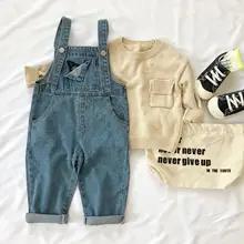 Комбинезон в Корейском стиле для девочек и мальчиков, осенние модные детские штаны для детей 1-6 лет