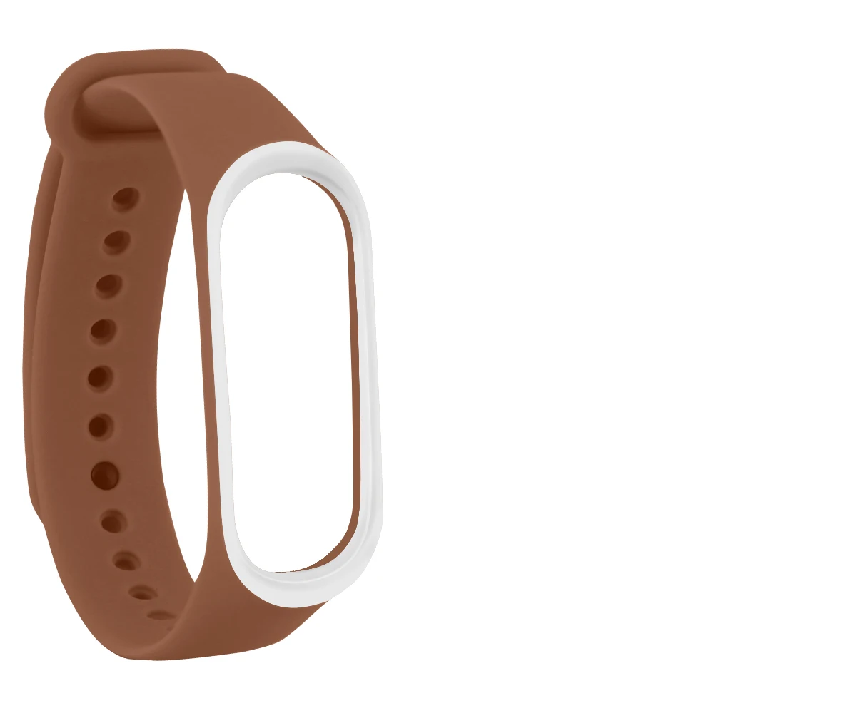 Двойной Цветной ремешок на запястье для mi band 2 Силиконовый наручный ремешок на замену браслет для xiaomi mi band 2 ремешок умные аксессуары - Цвет: Coffee White