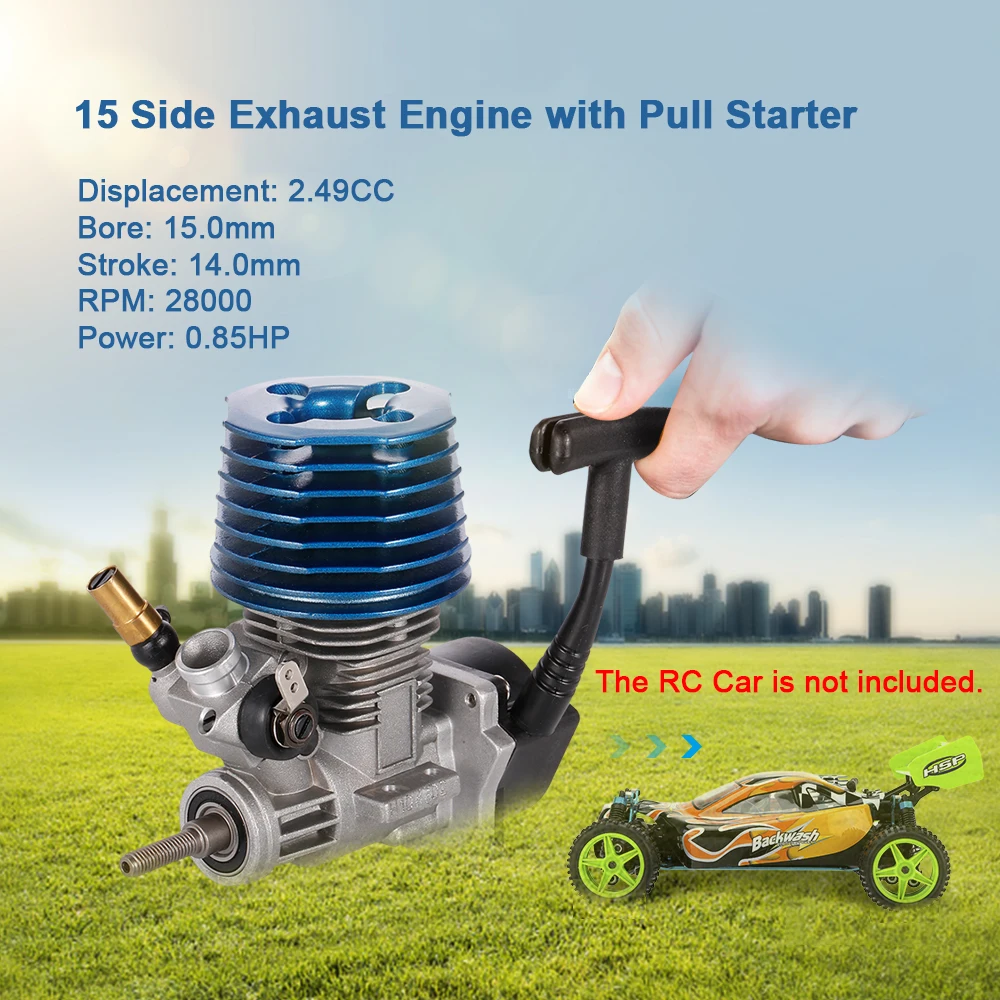 

2.49CC 15 Side Exhaust Hand Pull Starter Engine for 1/8 1/10 RC Off-Road Monster Truck On-Road Racing Car