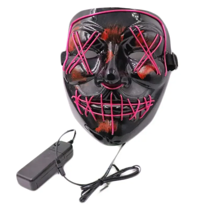 Purple Halloween LED Mask Flashing Purge Masks Election Mascara Costume Party Light Up For Masquerade Cosplay Glow In Dark - Color: Purple