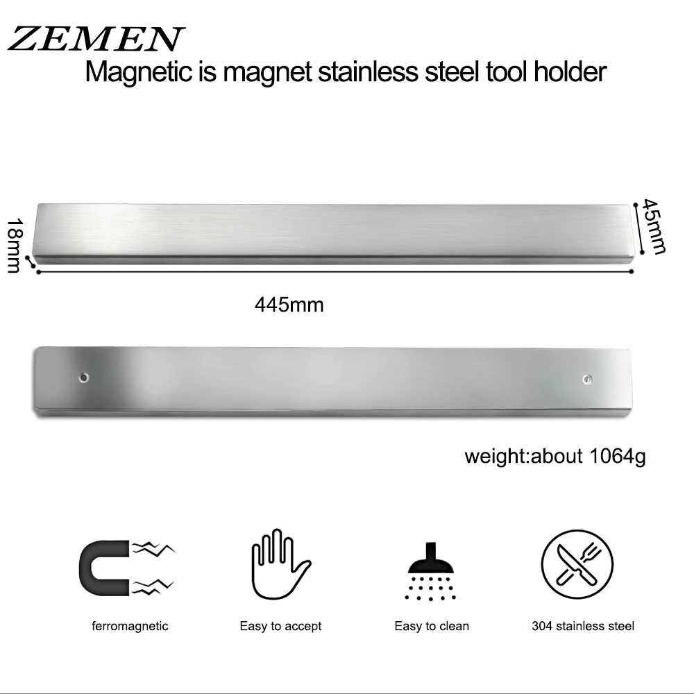 

ZEMEN Magnetic Self-adhesive Knives Holder Stainless Steel Block Strong Magnet Knife Stand For Metal Cleaver Scissors Accessorie
