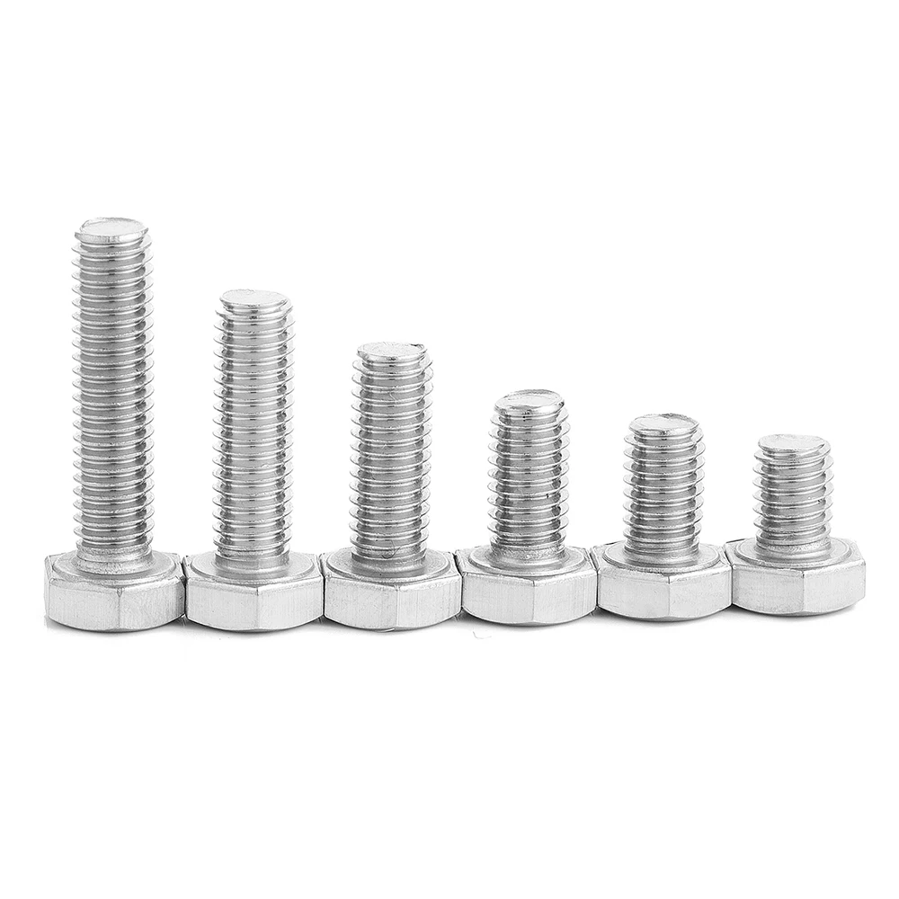 2-20pcs External Hex Hexagon Head Screws Full Thread M3 M4 M5 M6 M8 M10 M12 304 Stainless Steel Hexagon Head Bolt DIN933 stainless steel screw