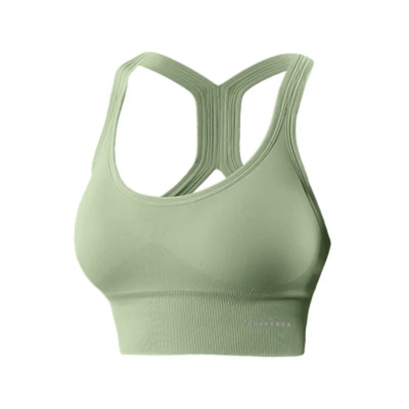 Женский бесшовный спортивный бюстгальтер пуш-ап для тренировок, женский спортивный топ, укороченный, для фитнеса, для активного отдыха, для йоги, спортивный бюстгальтер, женская спортивная одежда - Цвет: light green