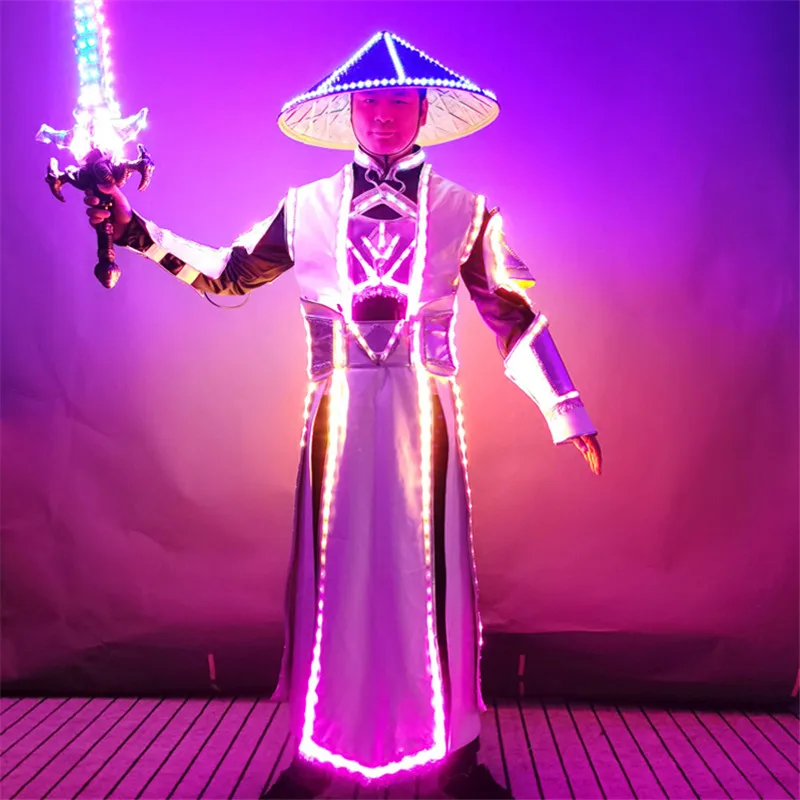 Q22 маскарадные костюмы для бальных танцев сценические led light jackt dj robot мужская