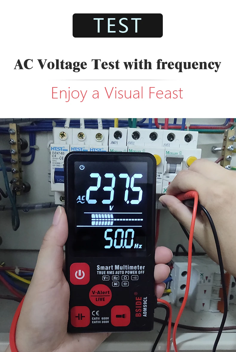 Ультра-Портативный Цифровой мультиметр BSIDE ADMS7 S9CL Большой 3," ЖК-дисплей 3 он-лайн Дисплей вольтметр переменного тока в постоянный Напряжение бесконтактная проверка напряжения переменного Гц Тестер